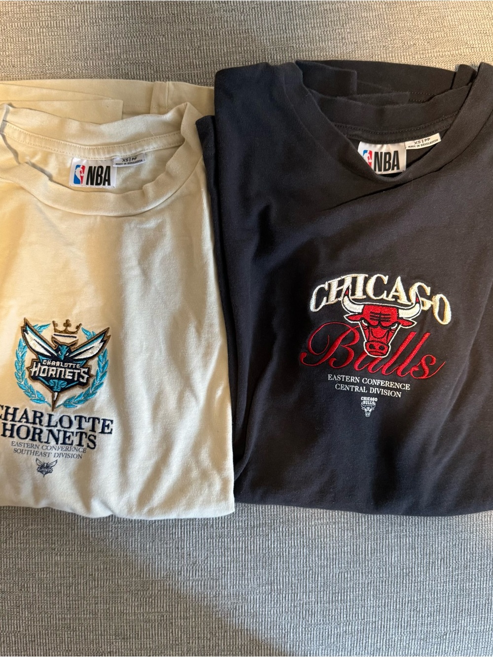 NBA Chicago Bulls & Charlotte Hornets T-Shirts - Black and Cream